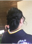 卒業式着付け+アップ編み込みダウンスタイル