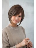 大人かわいい☆小顔前下がりレイヤーボブ×フォギーベージュ