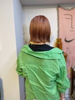 アンドチル 渋谷(AND CHILL)&nbsp;ピンクオレンジ/ハイトーンボブ/外ハネボブ/切りっぱなし