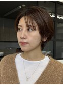 前下がりショート/ボブ/絶壁解消/前髪あり/30代/40代/50代