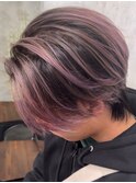 xバレイヤージュ/ホワイトグレージュ/レイヤーカット