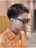 ベリーショート　黒髪　ツーブロックショート