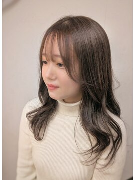 ミルクショコラベージュ　顔まわり小顔カット　やわ艶ロング