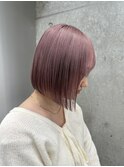 顎ラインボブミディアムレイヤーヘーゼルグレージュ