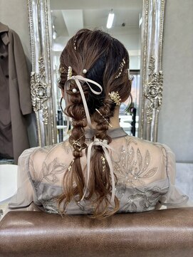 ハイバレーヘアーメゾン(HIGH VALLEY HAIRMAISON) お呼ばれヘアセット編み下ろしツインイルミナカラー