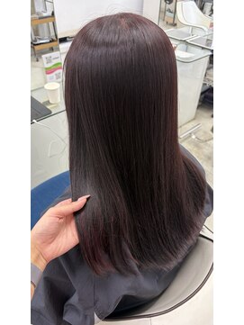 ピークス 西川口東口(PEQSS) 縮毛矯正+カラーで艶髪ワインレッド