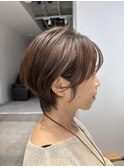 ◇大人40代50代60代ショートボブ丸みショート白髪ぼかし