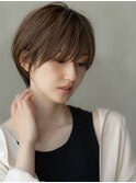 大人可愛い/ショートボブ/似合わせカット/ヌーディーカラー