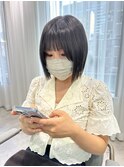 YOKE 切りっぱなしボブ伸ばしかけブルージュ小顔サイドバング