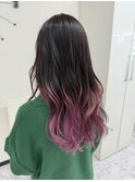ブリーチを活かして結んで隠せるグラデーションピンクカラー