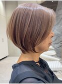 白髪ぼかしハイライトショートボブショートヘアベージュカラー!!
