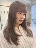 シアーベージュ 透明感カラー レイヤーカット ロング 艶髪