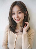 大人可愛いブリーチなしハイライトくびれレイヤーミディ20代P2