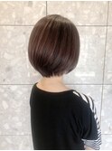 20代30代40代抜け感ナチュラルブラウン大人丸みショートボブ艶感