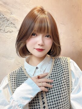 ロンド クラン 岡崎(Lond Clan) 小顔ヘア　ヌーディーカラー　韓国ボブ　切りっぱなしボブ