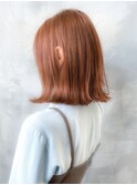 【GEEKS渋谷】オレンジベージュ/外ハネ/美髪/艶ハイトーン/春色