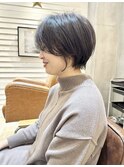 大人ナチュラルショートボブ/前髪/大人可愛い/丸みショート