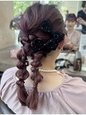 ツインポニーテール編みおろしヘアセット