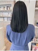 福山美容室caary 酸性ストレートブルーブラック夏ヘア透明感20代