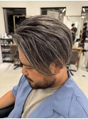 50代40代白髪ぼかしシルバーメッシュバレイヤージュ