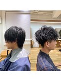 黒髪　ツイストスパイラル　グラデーション刈り上げ