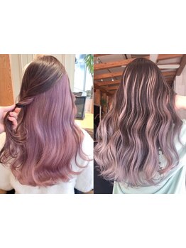 こだわりの技術で最旬のブリーチカラーやインナーカラー等デザインカラーもお任せ！[ミルクティーベージュ]