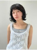 コテで作るパーマ風黒髪ボブ