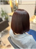 レッドブラウン×ボブスタイル＊
