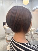 ショート/ボブ/小顔/似合わせ/前下がりショート/くすみベージュ