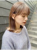 ミディアム　前髪カタログ　ブラウンベージュ　イメチェンヘア