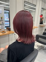 バルべス トーキョー(BARBES TOKYO)&nbsp;艶ボルドーワインカラー×外ハネミディ【清板】