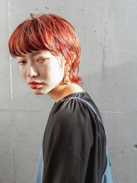 デビュー ヘアーメイク ショートウルフ　オレンジカラー