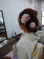 かぐや姫 エルモード フェレ美容室 行徳店 訪問着着付けとアップヘアー
