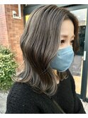 ハイライト/グレージュカラーココアベージュボブウルフTSUYOKI