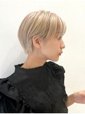 外国人風ショート ホワイトベージュ マッシュショート t122