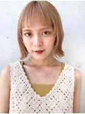 Say.切りっぱなしボブベージュカラーブリーチワンレン小顔カット