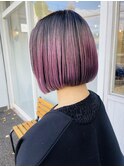 美人ラベンダーアッシュ♪ハイライト 小顔 丸みショートボブ☆