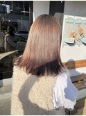 ケアブリーチラベンダーグレージュカラー切りっぱなしミディアム
