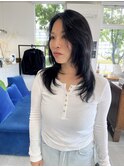 20代30代40代大人可愛い艶髪ハッシュカット黒髪ロングヘア