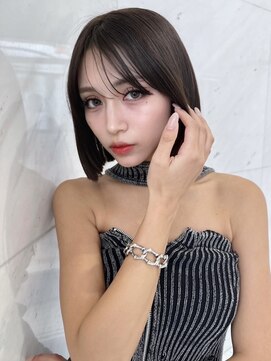 サイン 渋谷(SIGN) 韓国ボブハッシュカットレイヤーカットグレージュブリーチ無し