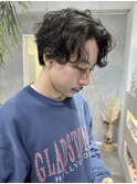 センターパート×ニュアンスパーマ
