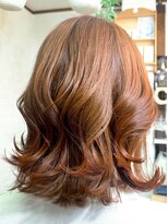 ゾアン(Zoan) オレンジブラウンカラー&韓国風巻き髪パーマ