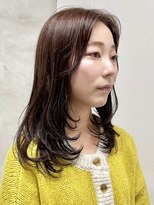 ウクラ バイ レシッド 池袋(uchla by rcid)&nbsp;顔周りレイヤースタイルワンカールココアベージュグレーベージュ