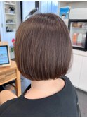 【40代50代】イルミナで脱白髪染めぱっつんボブ C Mplusミズイデ