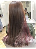 大人ガーリーダークアッシュミディアムレイヤーカットブリーチ
