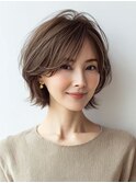 白髪ぼかし脱白髪染め似合わせショートボブ40代50代60代