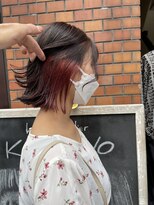 ヘアアトリエコモノ(hair l'atelier KoMoNo) 【1bleach】推しカラー！イヤリングカラーレッド