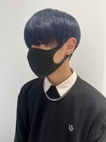 ノート(Nought) 10代20代ブルーブラックブリーチツーブロックマッシュ髪質改善