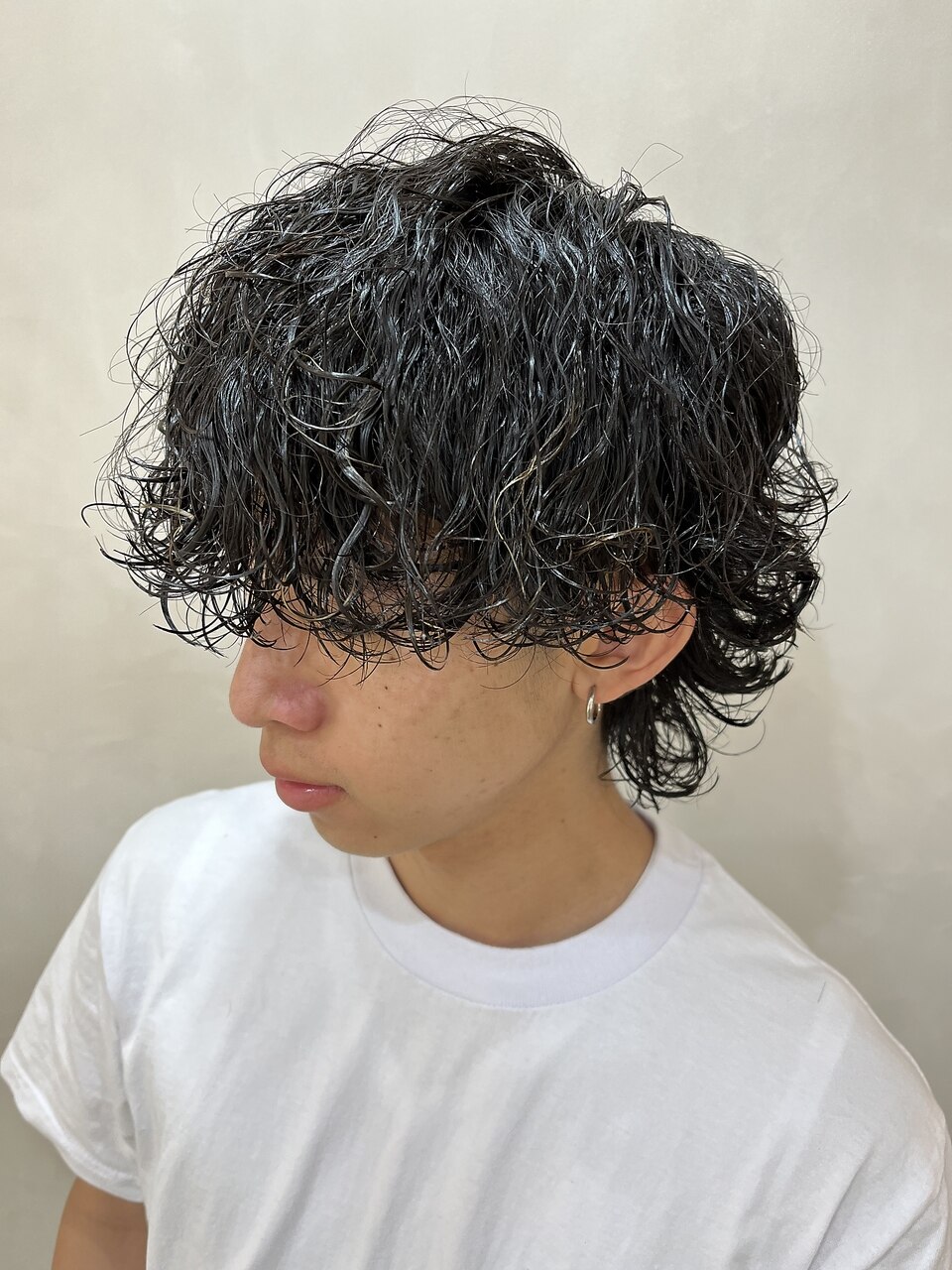 メンズウルフツイストスパイラルパーマ刈り上げツーブロック