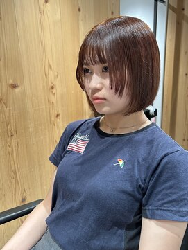 ゴウトゥデイ 渋谷MODI店(GO TODAY) ブリーチ無しオレンジブラウン×顔周りレイヤーボブ